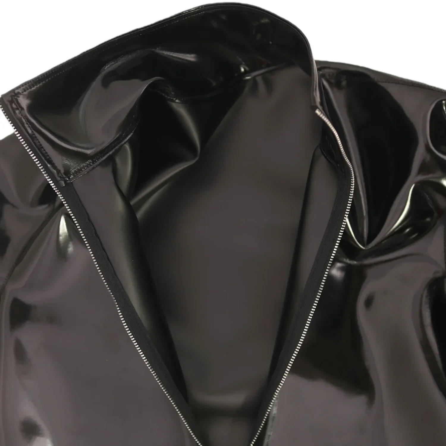 New Fashion Cloth Latex Men's T-shirts Long Sleeve PVC Shiny Man Tops Punk Nightclub Tshirts Man Shaping Slim Body Stage Wear