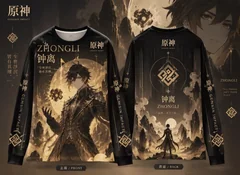 Genshin Impact Zhongli Long Sleeve T Shirt Men Women Full Print 3D Tee Anime Zhongli Graphic Casual Streetwear Longshirt