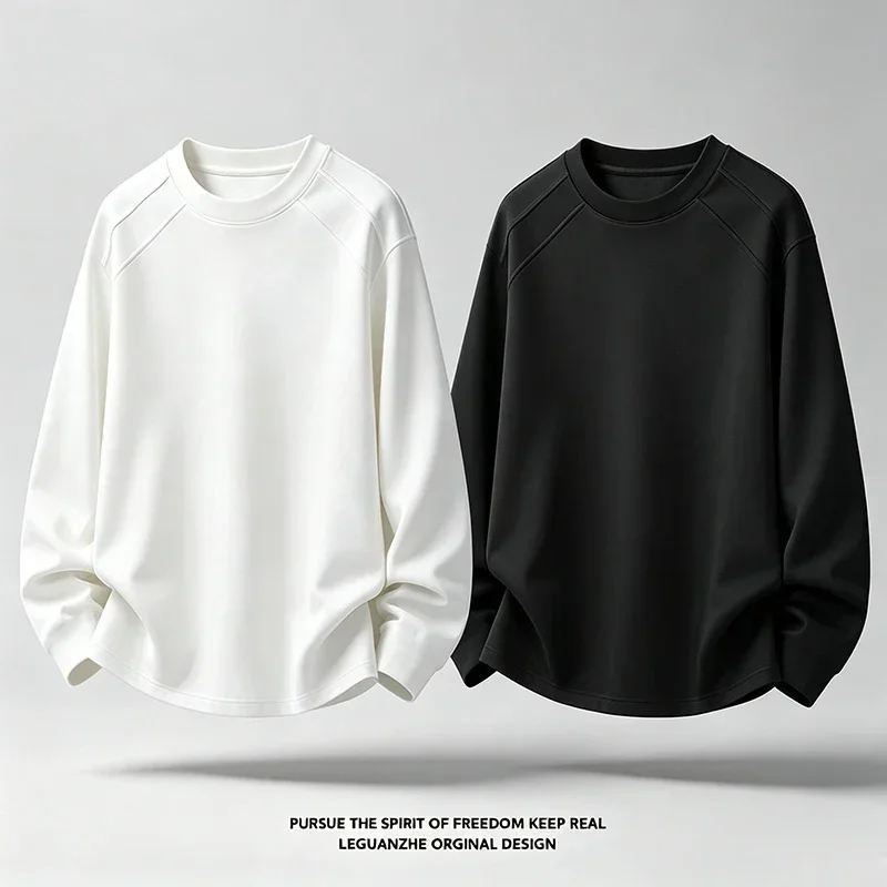Men Crew Neck Raglan Sleeve Long Sleeve T Shirt Loose Fit Solid Color Soft Fabric Casual Basic Daily Tops