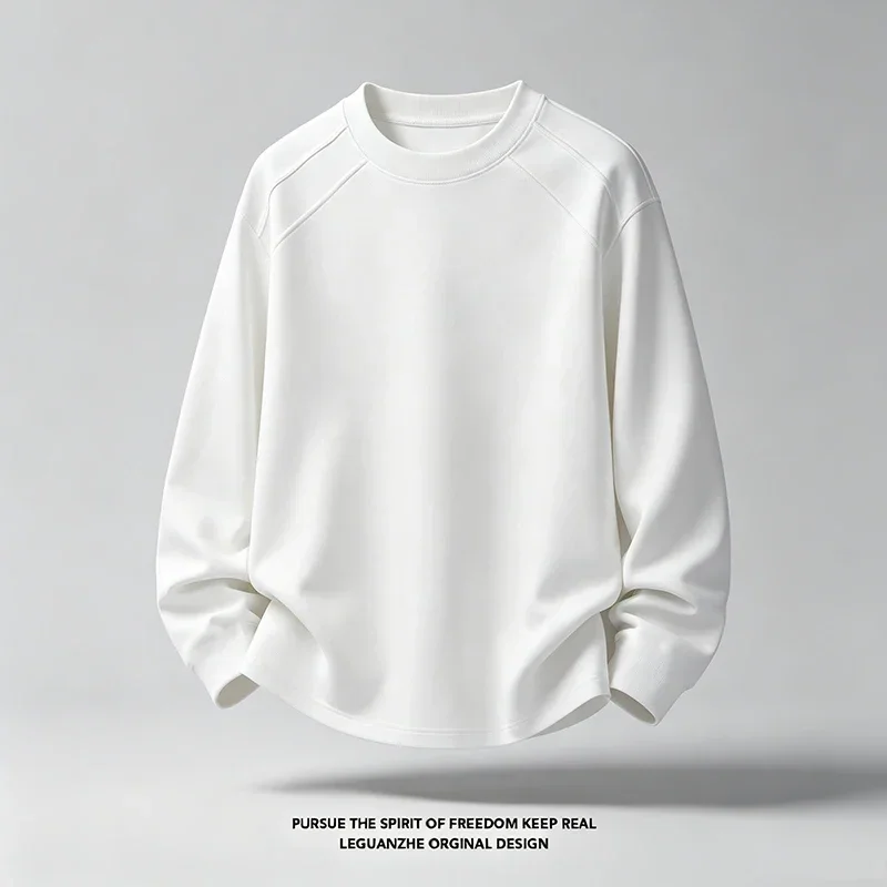 Men Crew Neck Raglan Sleeve Long Sleeve T Shirt Loose Fit Solid Color Soft Fabric Casual Basic Daily Tops