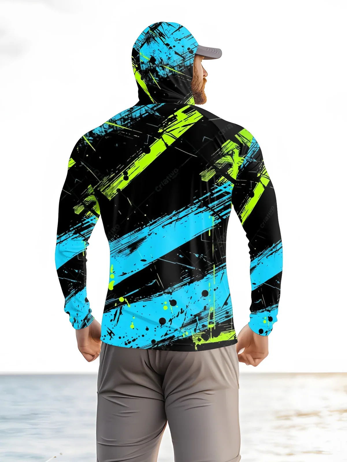 Fishing Hoodie Men Long Sleeve Quick Dry Breathable Clothing UV Protection Outdoor Fishing T-Shirt Fishing Clothes