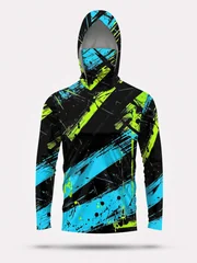 Fishing Hoodie Men Long Sleeve Quick Dry Breathable Clothing UV Protection Outdoor Fishing T-Shirt Fishing Clothes