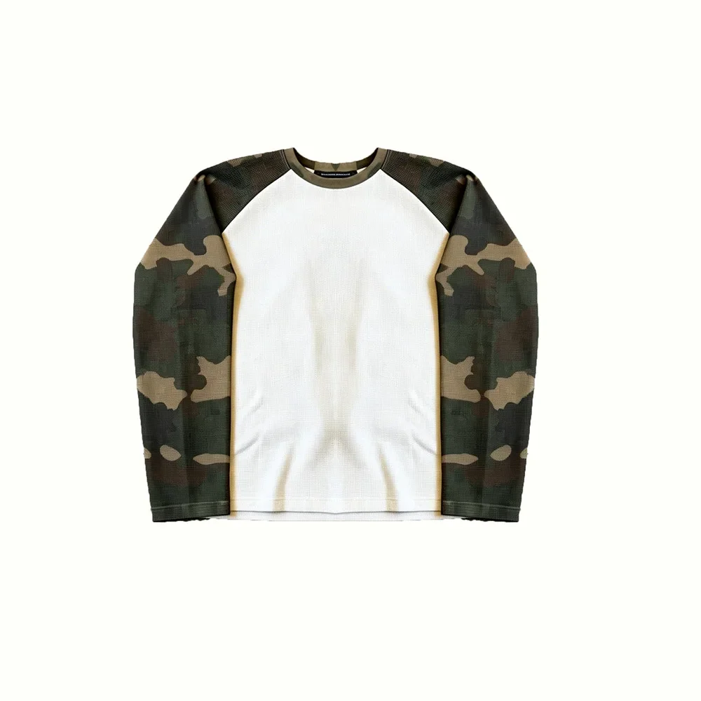 2026 new round neck long sleeved 3D printed camouflage pattern breathable fast drying fashionable versatile long sleeved top