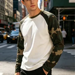2026 new round neck long sleeved 3D printed camouflage pattern breathable fast drying fashionable versatile long sleeved top