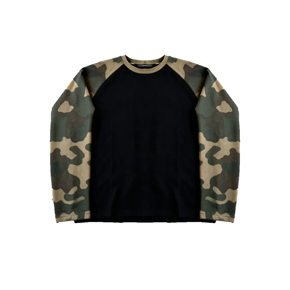 2026 new round neck long sleeved 3D printed camouflage pattern breathable fast drying fashionable versatile long sleeved top