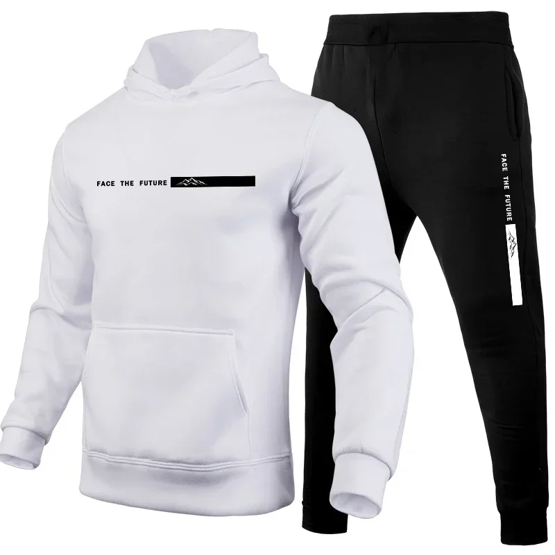 Men's Tracksuit Print Casual Hooded Sweatshirts Outdoors Fitness Sports Jogging Clothing Autumn Winter Fashion Hoodie Sportswear