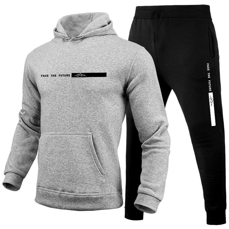 Men's Tracksuit Print Casual Hooded Sweatshirts Outdoors Fitness Sports Jogging Clothing Autumn Winter Fashion Hoodie Sportswear