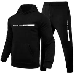 Men's Tracksuit Print Casual Hooded Sweatshirts Outdoors Fitness Sports Jogging Clothing Autumn Winter Fashion Hoodie Sportswear
