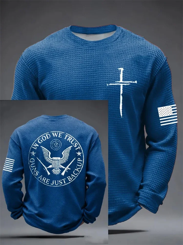 Fall 2026 Men's Long-Sleeve 3D Cross Print Breathable And Comfortable Casual Long-Sleeve T-Shirt—Stylish Outdoor Men's Apparel