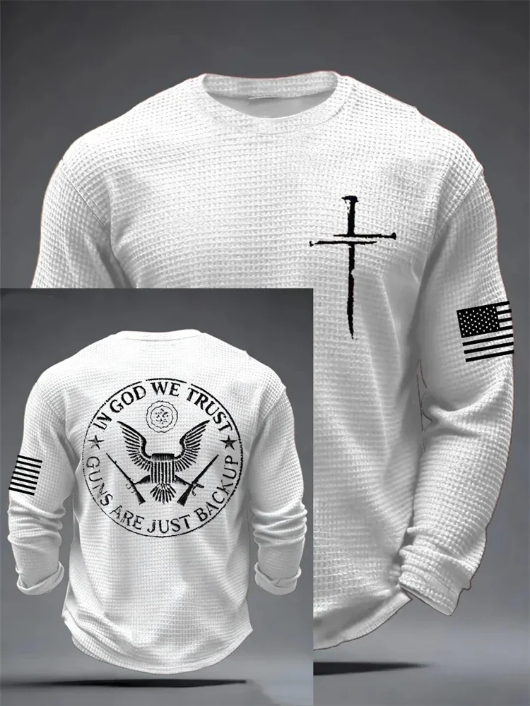 Fall 2026 Men's Long-Sleeve 3D Cross Print Breathable And Comfortable Casual Long-Sleeve T-Shirt—Stylish Outdoor Men's Apparel