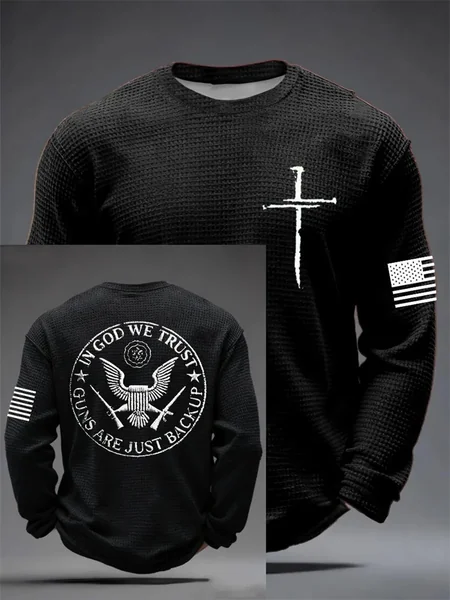 Fall 2026 Men's Long-Sleeve 3D Cross Print Breathable And Comfortable Casual Long-Sleeve T-Shirt—Stylish Outdoor Men's Apparel