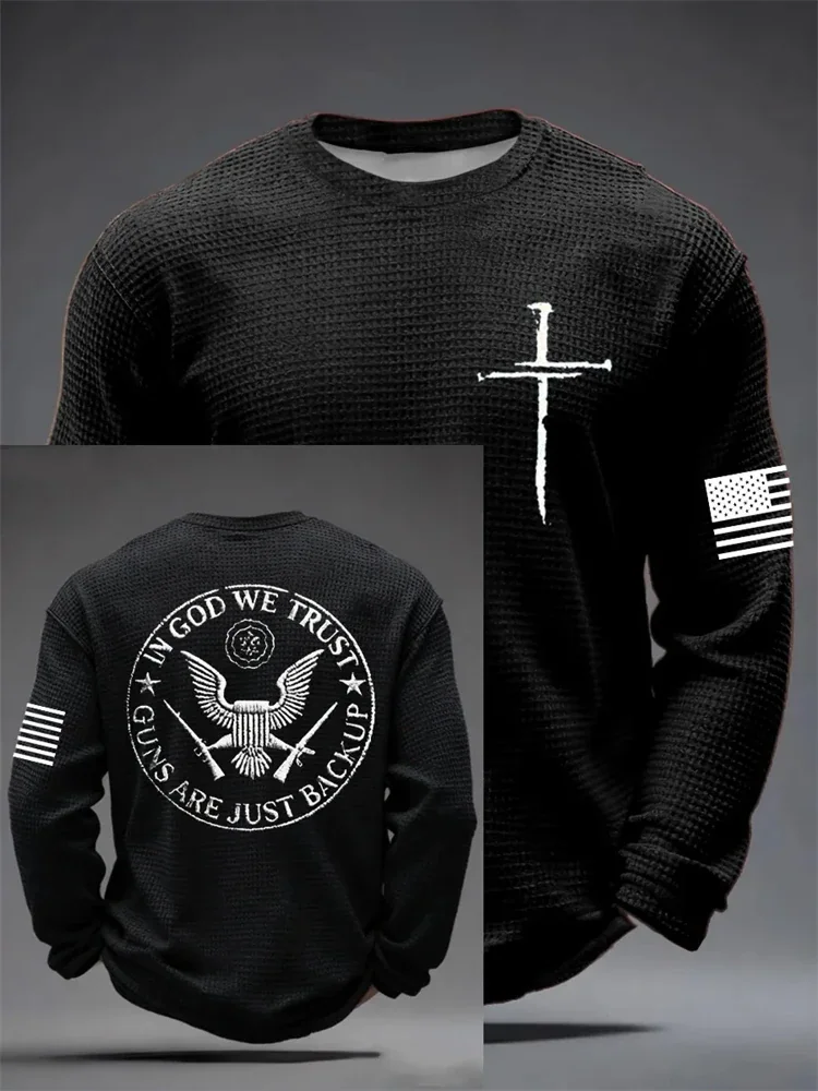 Fall 2026 Men's Long-Sleeve 3D Cross Print Breathable And Comfortable Casual Long-Sleeve T-Shirt—Stylish Outdoor Men's Apparel