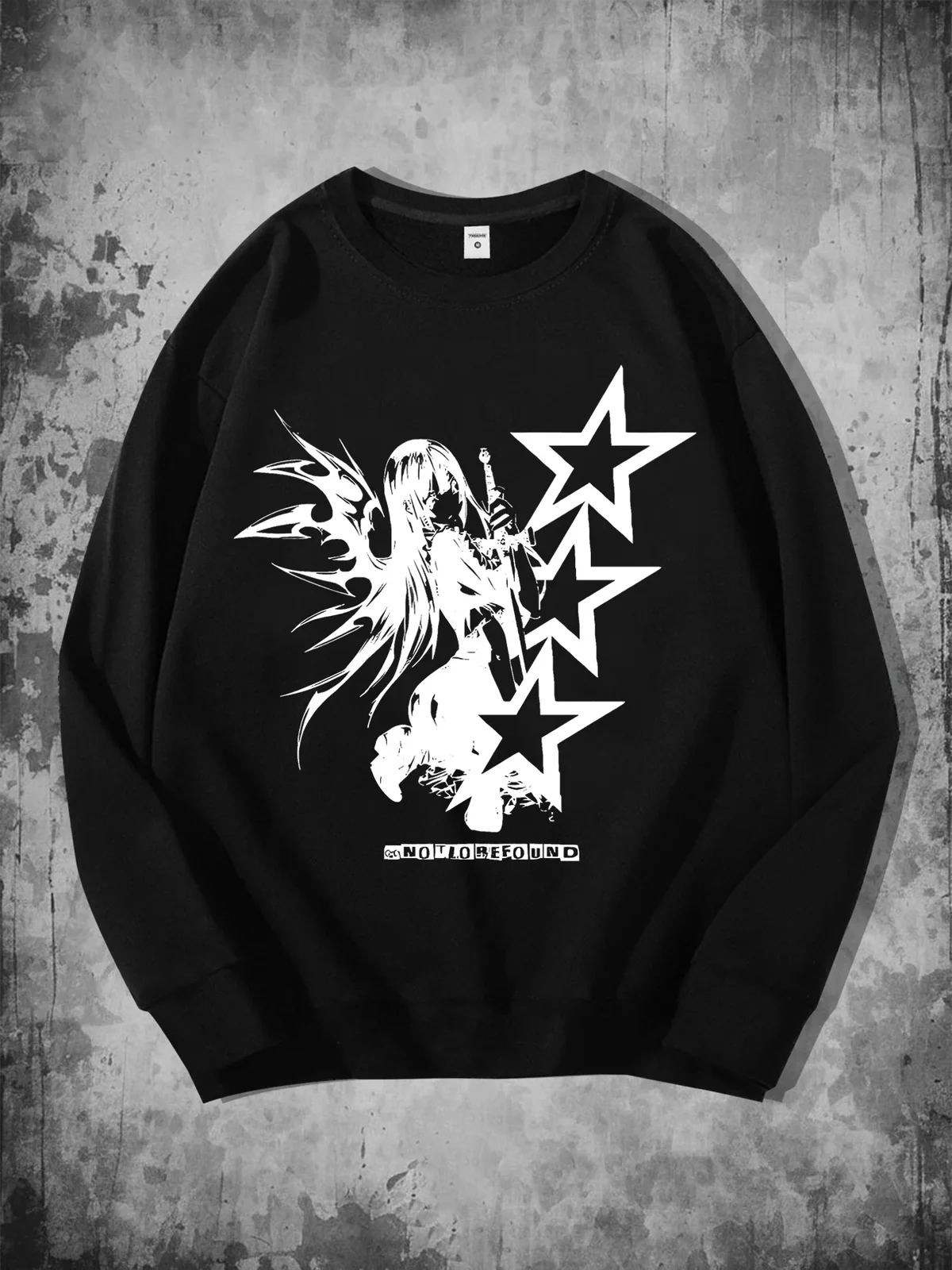 Y2K Graffiti Five-Pointed Star Print Autumn/Winter Men's Casual Sweatshirt
