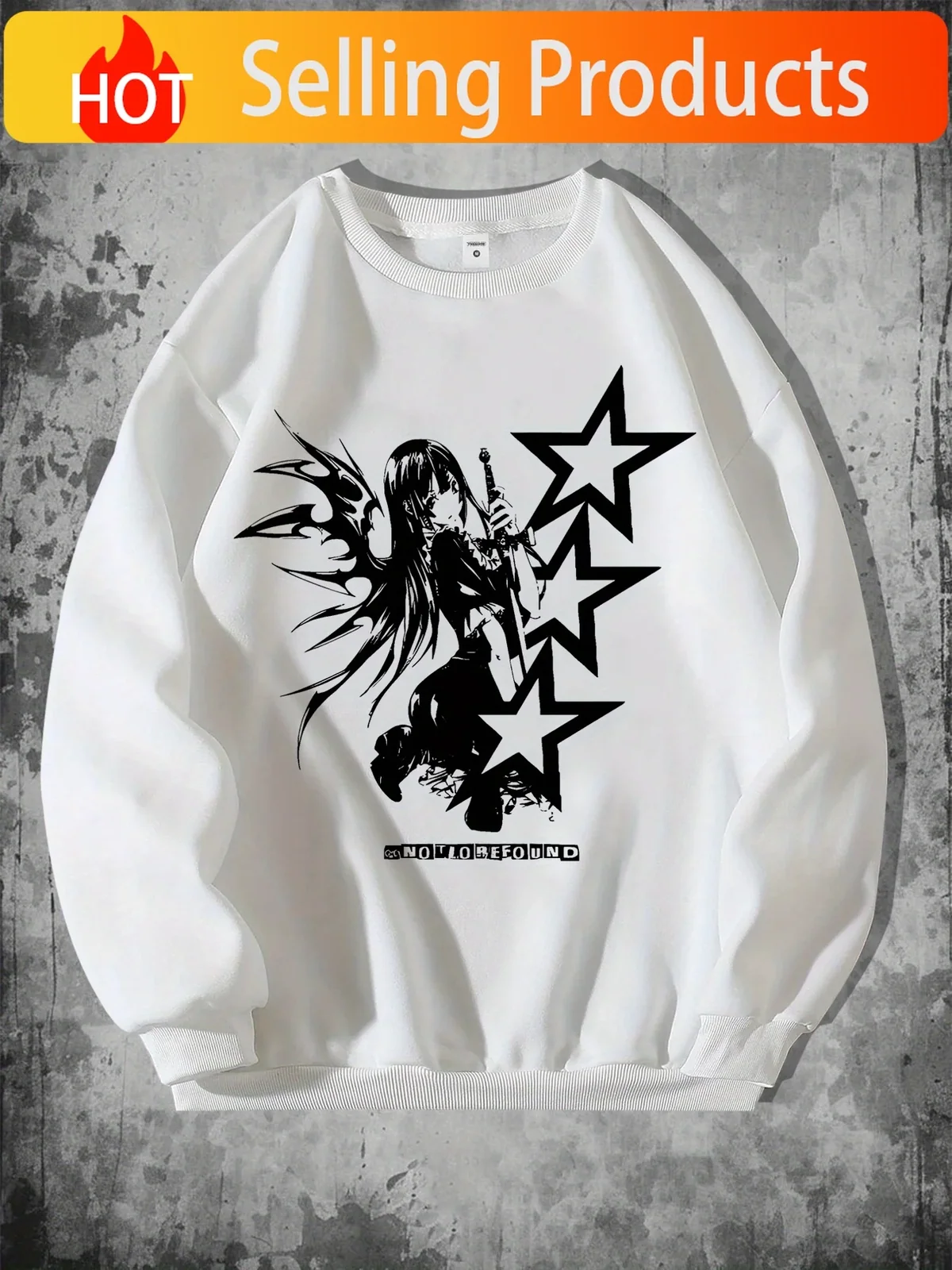 Y2K Graffiti Five-Pointed Star Print Autumn/Winter Men's Casual Sweatshirt