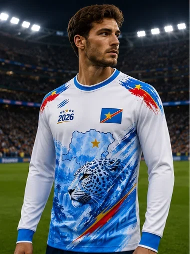 2026 Congo round neck long sleeved T-shirt casual long sleeved quick drying breathable outdoor sports 3D printing