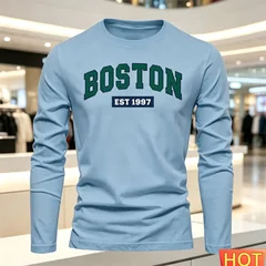 Autumn Summer Men's long sleeved T-shirt Letter Pattern Round neck T-shirt Versatile T-shirt Fashion men y2k clothing Loose tops