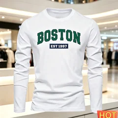 Autumn Summer Men's long sleeved T-shirt Letter Pattern Round neck T-shirt Versatile T-shirt Fashion men y2k clothing Loose tops