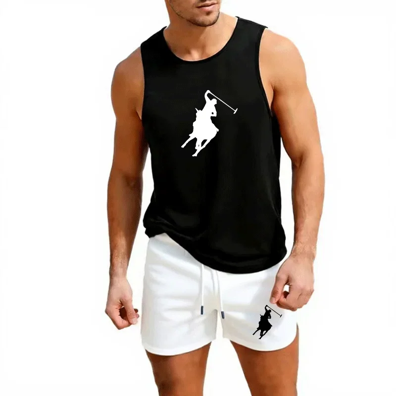 European Men Summer Vest and Shorts Set 2 Piece Outdoor Jogging Athletic Sportswear Fashion Trend Casual Men's clothing