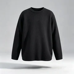 Men Vertical Ribbed Crew Neck Long Sleeve T Shirt Loose Fit Soft Knit Texture Casual Tops Breathable Basic Daily Shirts