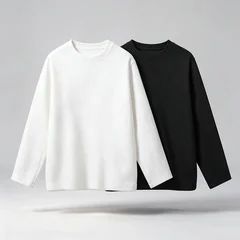 Men Vertical Ribbed Crew Neck Long Sleeve T Shirt Loose Fit Soft Knit Texture Casual Tops Breathable Basic Daily Shirts