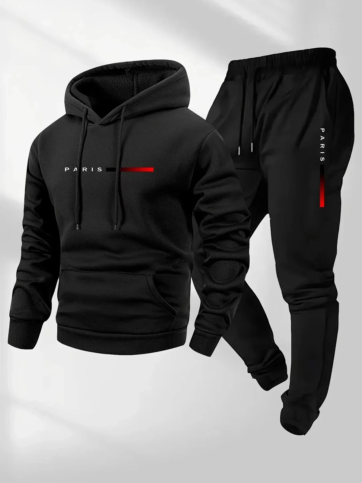 2026 letter printed sportswear set men's hooded sweatshirt long pants set spring and autumn winter warm suit