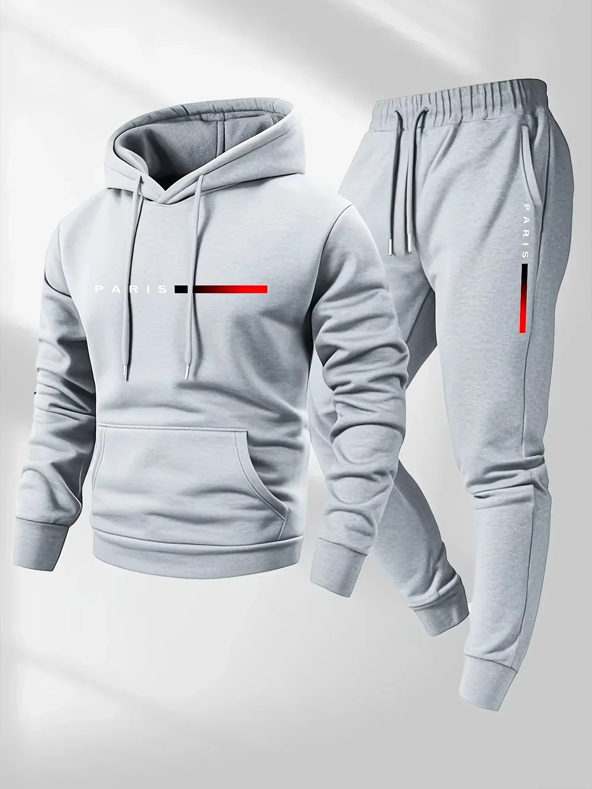 2026 letter printed sportswear set men's hooded sweatshirt long pants set spring and autumn winter warm suit