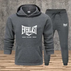 Autumn and winter men's set: Fashionable fitness jogging pullover, hooded sweatshirt, sweatshirt and casual pants two-piece set
