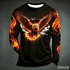 Halloween Terrifying Claws Breaking Through The Wall Flames. 3D Print Men's Long-sleeved T-shirt Casual Street Party Hip-hop Top