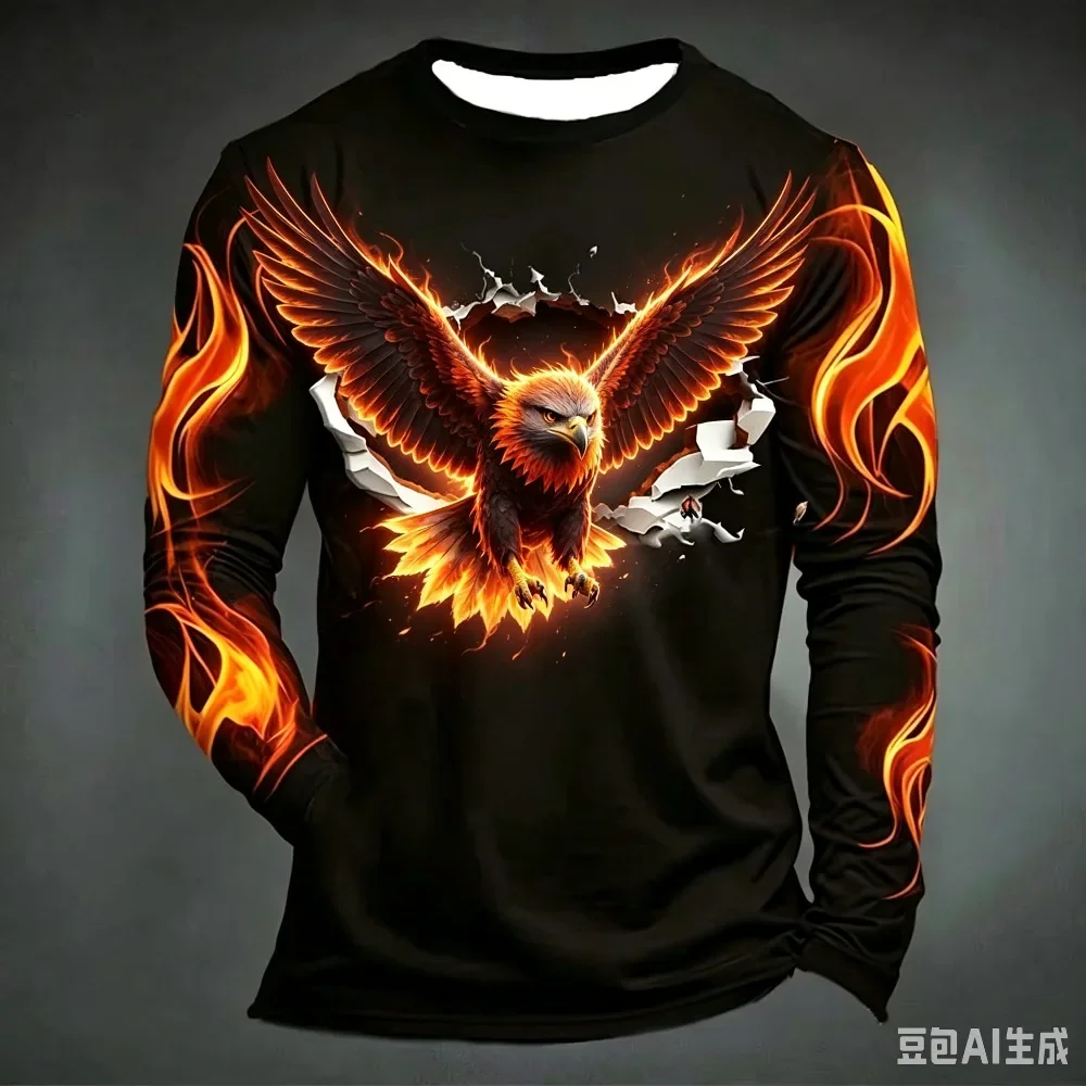 Halloween Terrifying Claws Breaking Through The Wall Flames. 3D Print Men's Long-sleeved T-shirt Casual Street Party Hip-hop Top