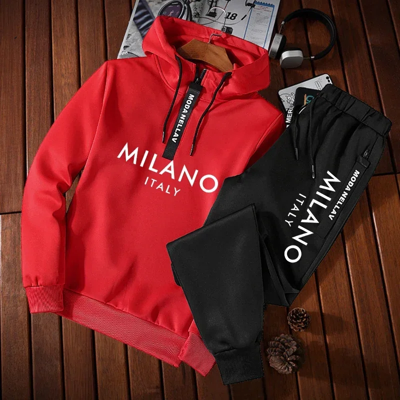 Fashion Men's Tracksuit Casual Half Zip Hoodie Sweatshirts Outdoors Sports Jogging Man Clothing Autumn Winter Quality Streetwear