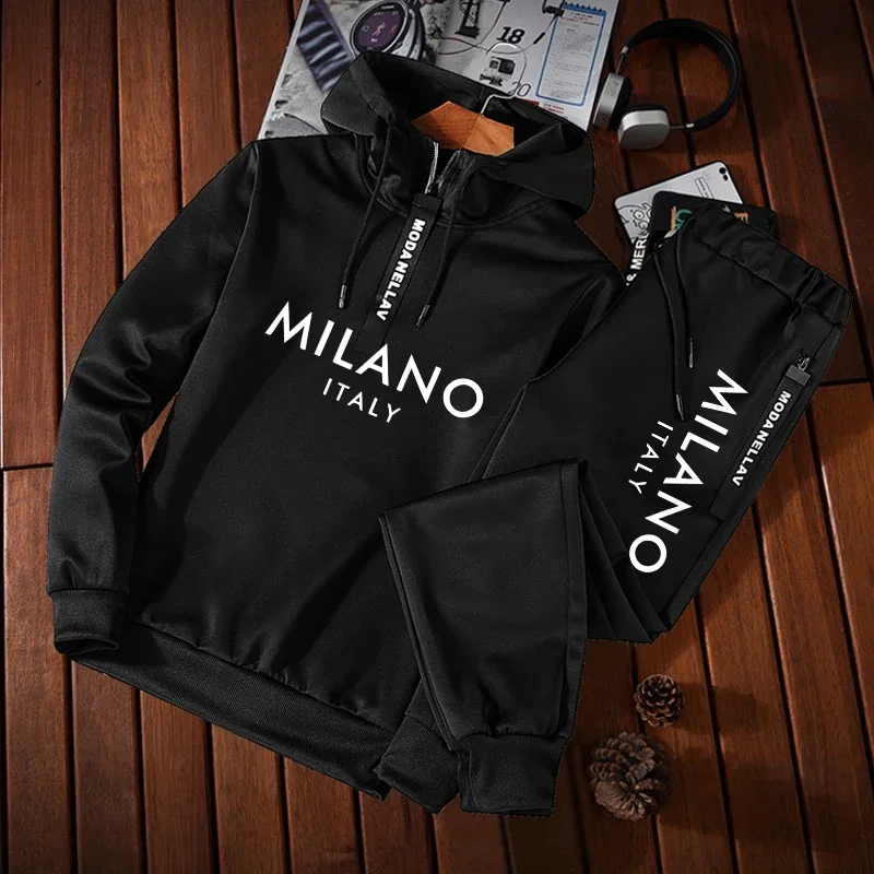 Fashion Men's Tracksuit Casual Half Zip Hoodie Sweatshirts Outdoors Sports Jogging Man Clothing Autumn Winter Quality Streetwear