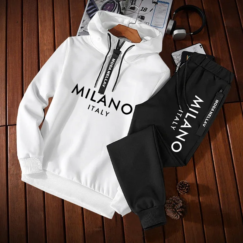 Fashion Men's Tracksuit Casual Half Zip Hoodie Sweatshirts Outdoors Sports Jogging Man Clothing Autumn Winter Quality Streetwear