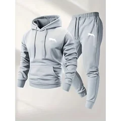 2026 Hot Selling Men's Hooded Sweatshirt & Pants Set Casual Tracksuit Streetwear Sportswear Fitness Jogger Outfit Two Piece Set