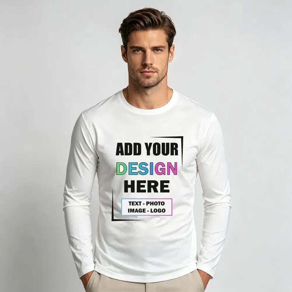 DIY Customized Logo Photo T-shirt Personalized Custom Quick-drying Sports Tees Men's Fashion Classic Crew Neck Casual Tops