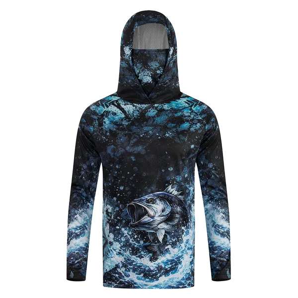 Men's Hooded Performance Fishing Shirt Long Sleeve Quick Dry UV Protection Outdoor Clothing for Men