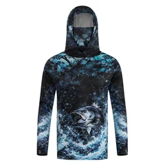 Men's Hooded Performance Fishing Shirt Long Sleeve Quick Dry UV Protection Outdoor Clothing for Men