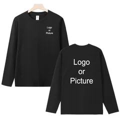 Customized Cotton Long Sleeve T-shirts Men Fashion Personality Printed Round Neck T Shirts Women Casual Daily Tee Tops Camiseta