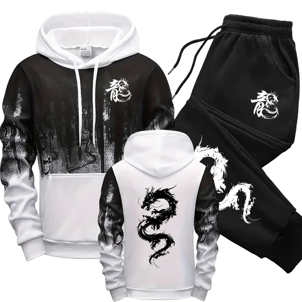 2026 Autumn Winter Splash-ink Hoodies Casual Sweatshirts for Men New Top Sports Daily Dressing Jogging Comfortable Sweatpants