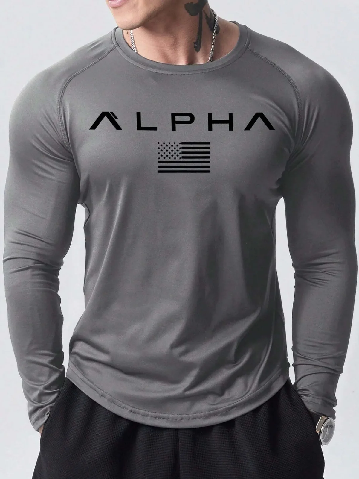 New men's long-sleeved T-shirt for Spring and Autumn 2025 featuring street fashion and comfort with 3D letter printing