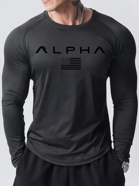 New men's long-sleeved T-shirt for Spring and Autumn 2025 featuring street fashion and comfort with 3D letter printing