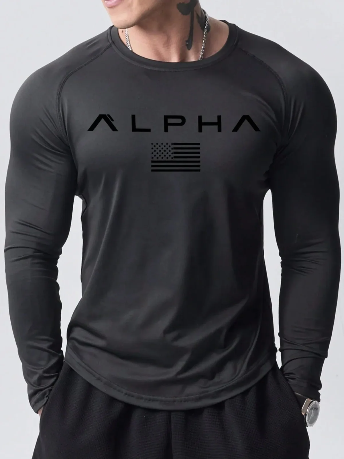 New men's long-sleeved T-shirt for Spring and Autumn 2025 featuring street fashion and comfort with 3D letter printing