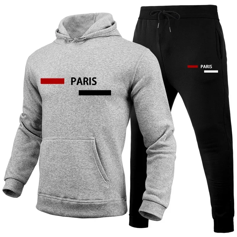Men's Tracksuit Fashion Casual Hooded Sweatshirts Sweatpants Outdoors Sports Jogging Clothing Autumn Winter Single Hoodie Pants