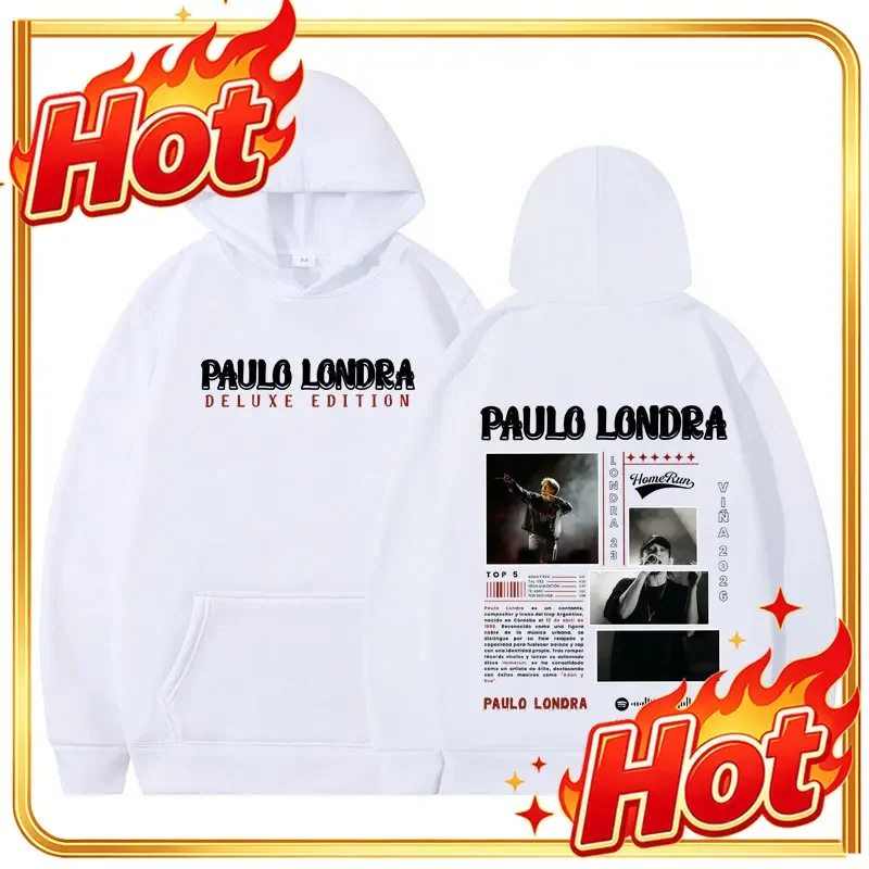Singer Paulo Londra 2026 Album Graphics Hoodie Men Women Casual Loose Oversized Long-sleeved Sweatshirts Hip-hop Punk Pullover