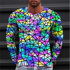 2026 New Autumn Man's Optical Illusion Round Neck Long Sleeve T-shirt 3D printing Fashion Top pullover T Shirts Man's Clothing