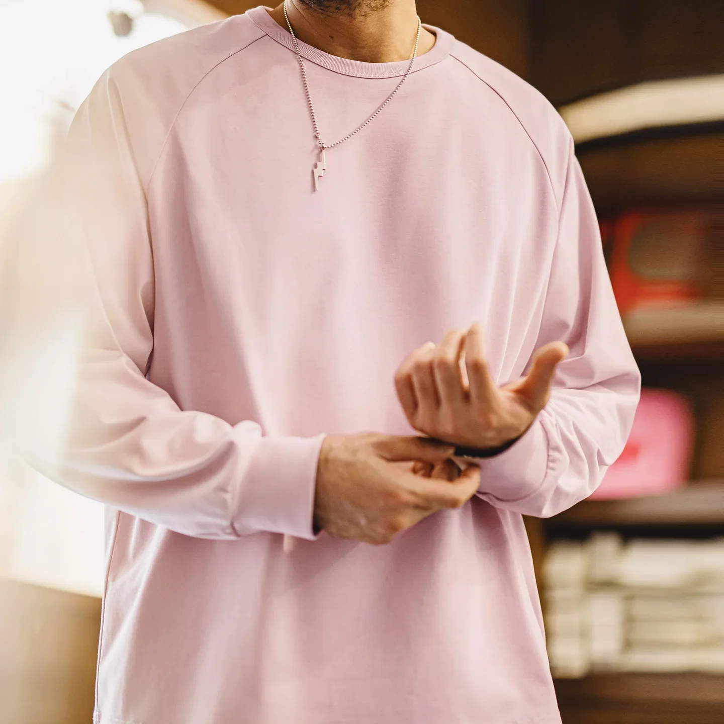 MADEN Men's White Long Sleeve T-Shirt Solid Color Base Layer Undershirt High Quality Basic Essential Loose Casual Fall Mens Tops