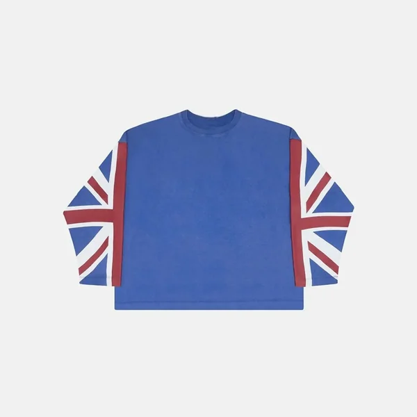 Autumn and Winter Contrasting Street Long Sleeved T-Shirt Y2K Printed Top Pullover High Street Fashion Trend T-Shirt