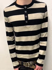 Y2K Retro Fashion Street punk Style Striped Loose and Loose Personality niche Casual Round Neck Sweatshirt
