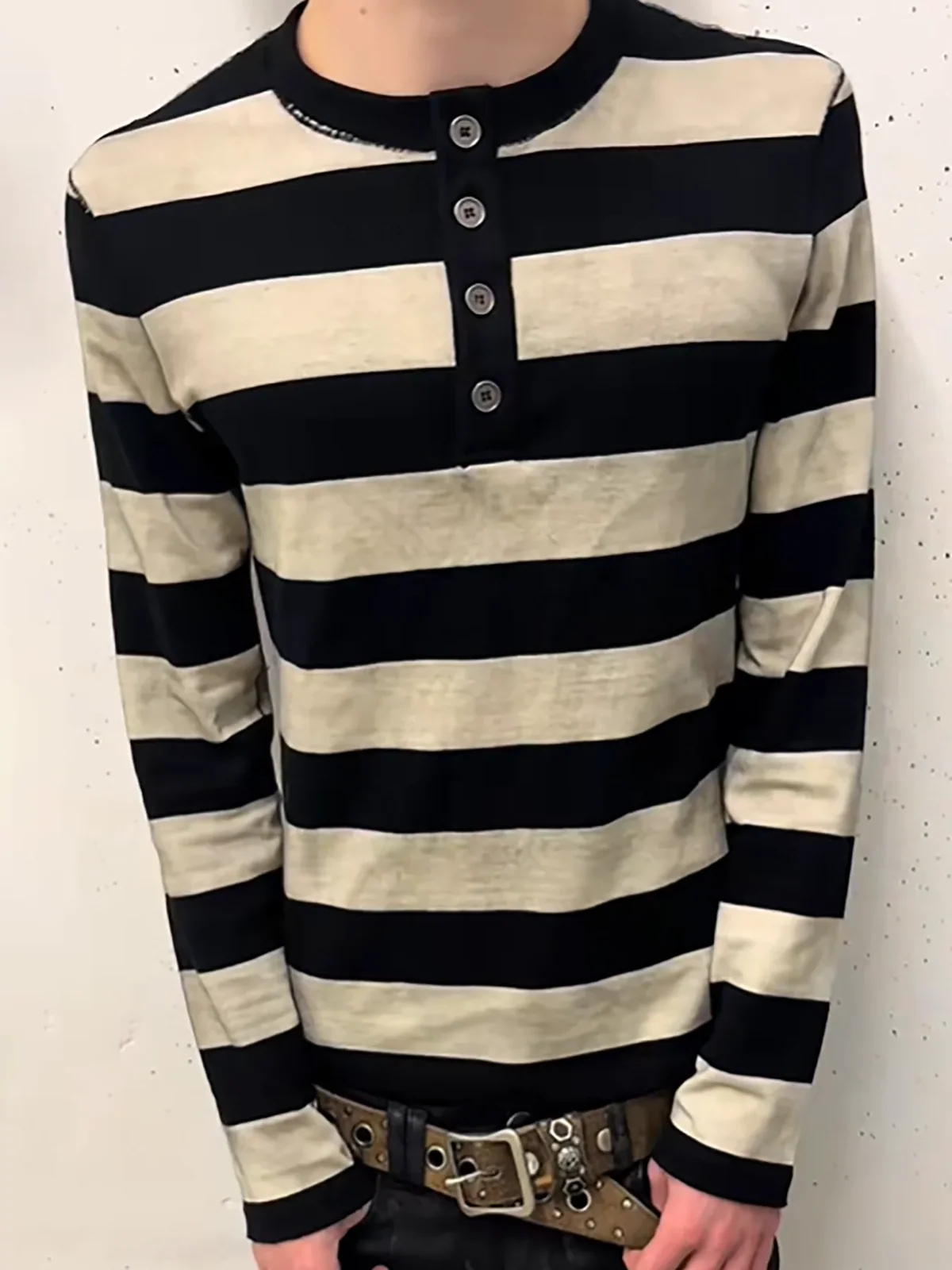Y2K Retro Fashion Street punk Style Striped Loose and Loose Personality niche Casual Round Neck Sweatshirt