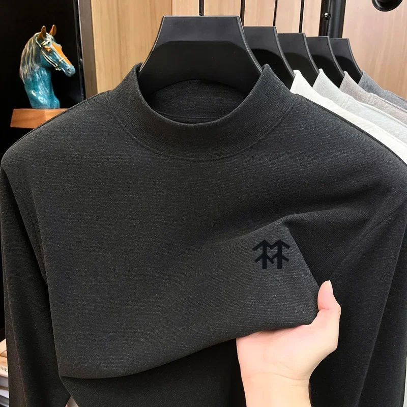 Men's Keep Warm Autumn Winter Print T-Shirt Fashion Comfort Long Sleeve O-Neck Base Layer Top Exquisite Versatile Men's Clothing