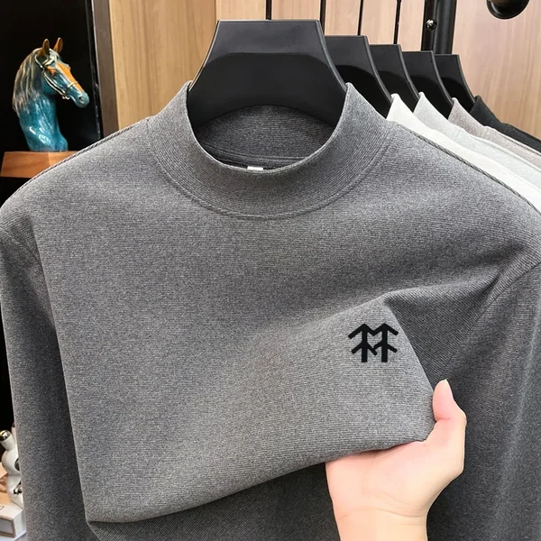 Men's Keep Warm Autumn Winter Print T-Shirt Fashion Comfort Long Sleeve O-Neck Base Layer Top Exquisite Versatile Men's Clothing